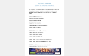 ANNIVERSAIRE - LA CONCORDE ROBERTSAU - 140 ANS - Dimanche 14 juin 2026