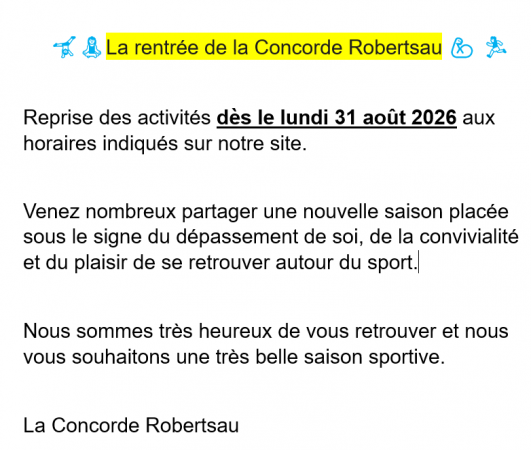LA RENTREE DE LA CONCORDE ROBERTSAU
