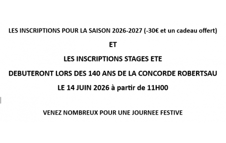 INSCRIPTION 2026-2027 ET STAGES ETE